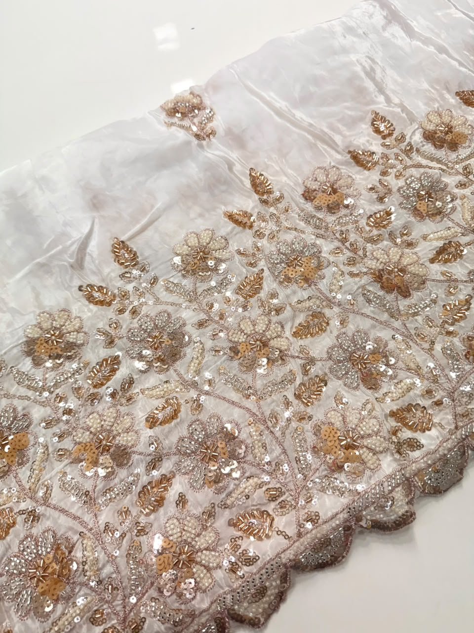 Dyeable Sequin Crepe Fabric