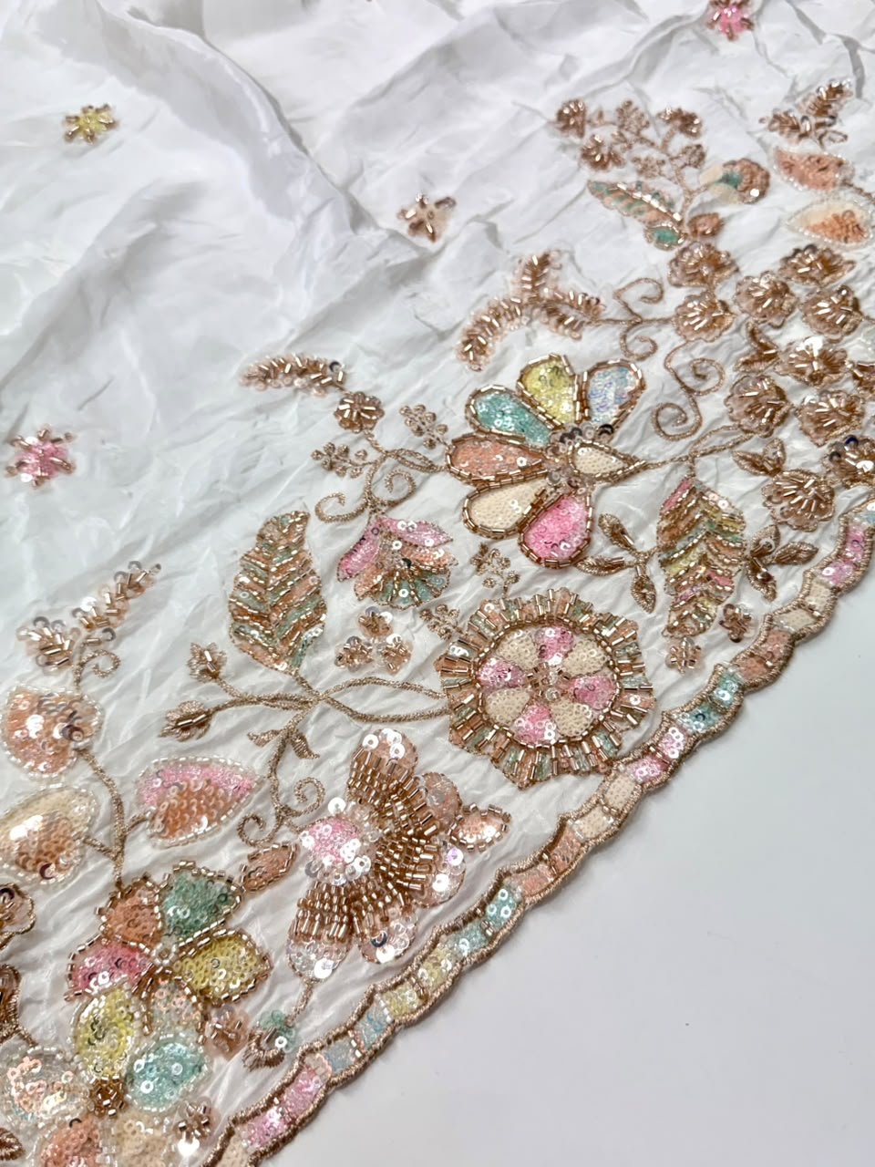 Dyeable Sequin Crepe Fabric