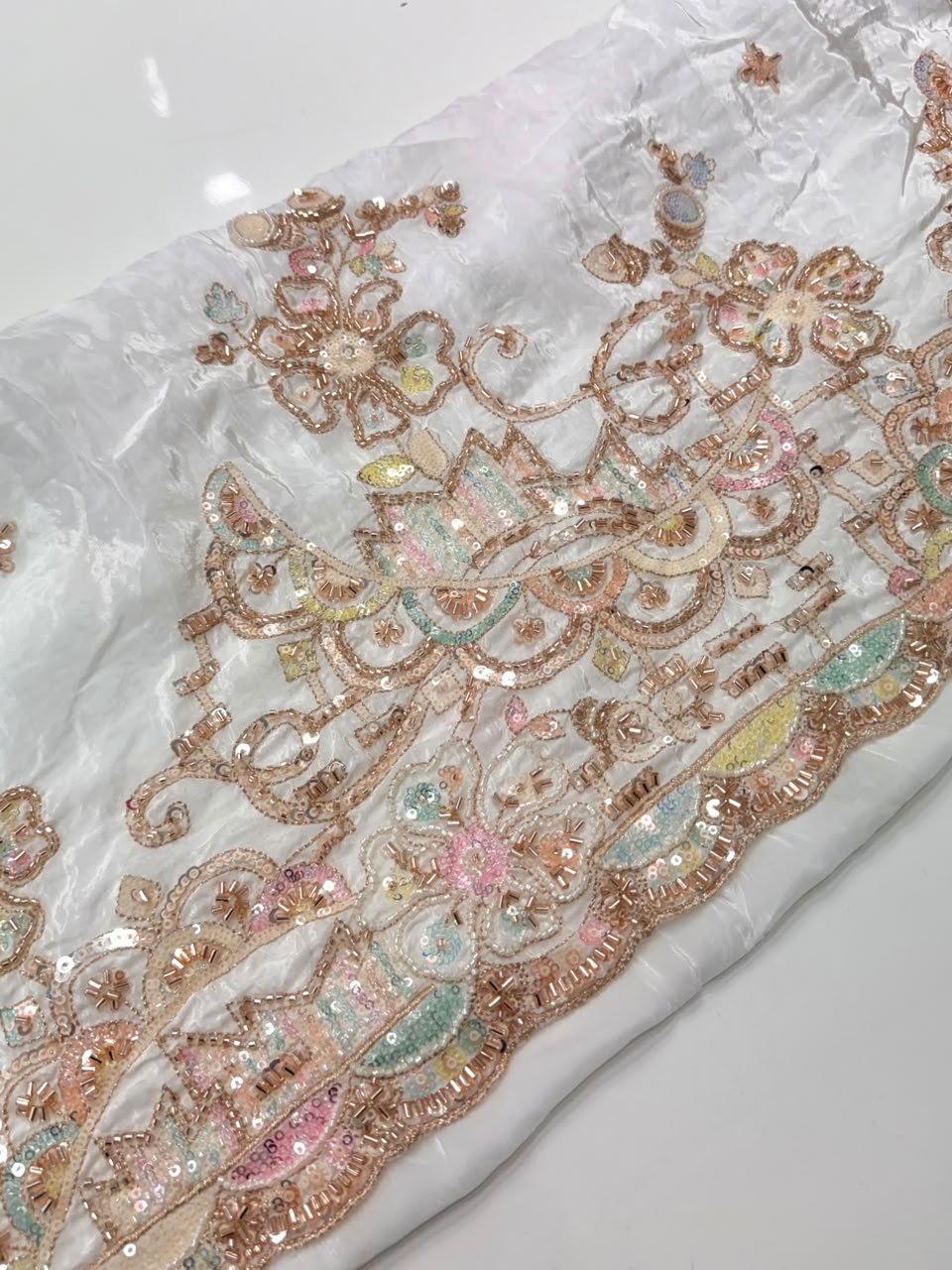 Dyeable Sequin Crepe Fabric