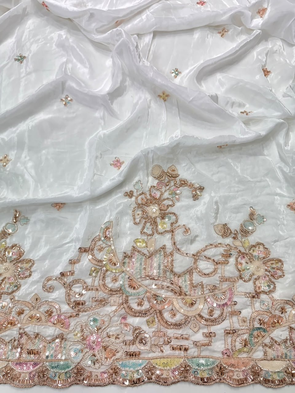 Dyeable Sequin Crepe Fabric