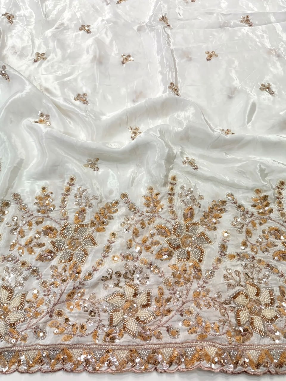 Dyeable Sequin Crepe Fabric