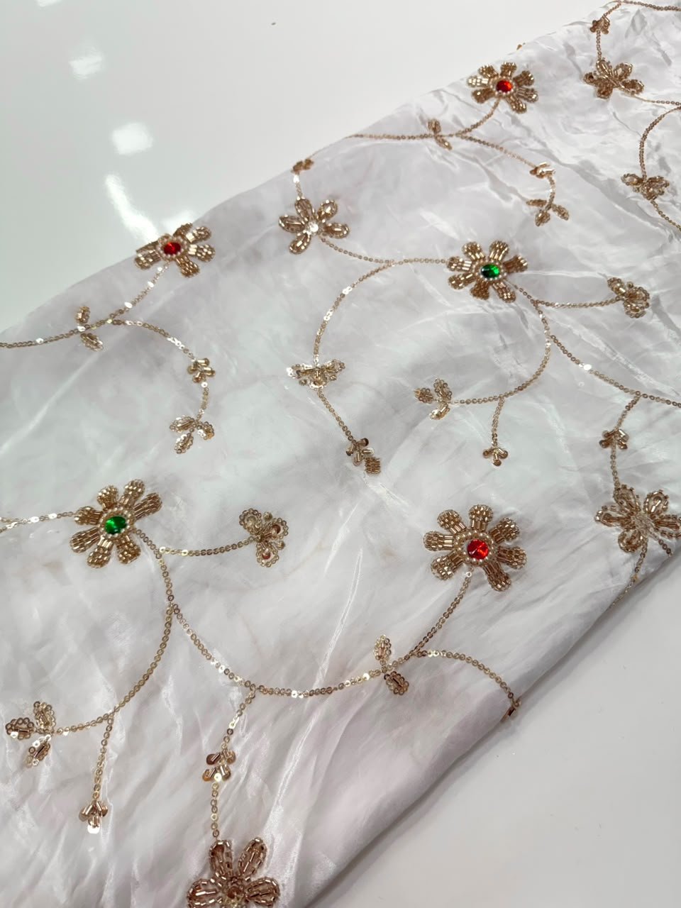 Dyeable Sequin Crepe Fabric