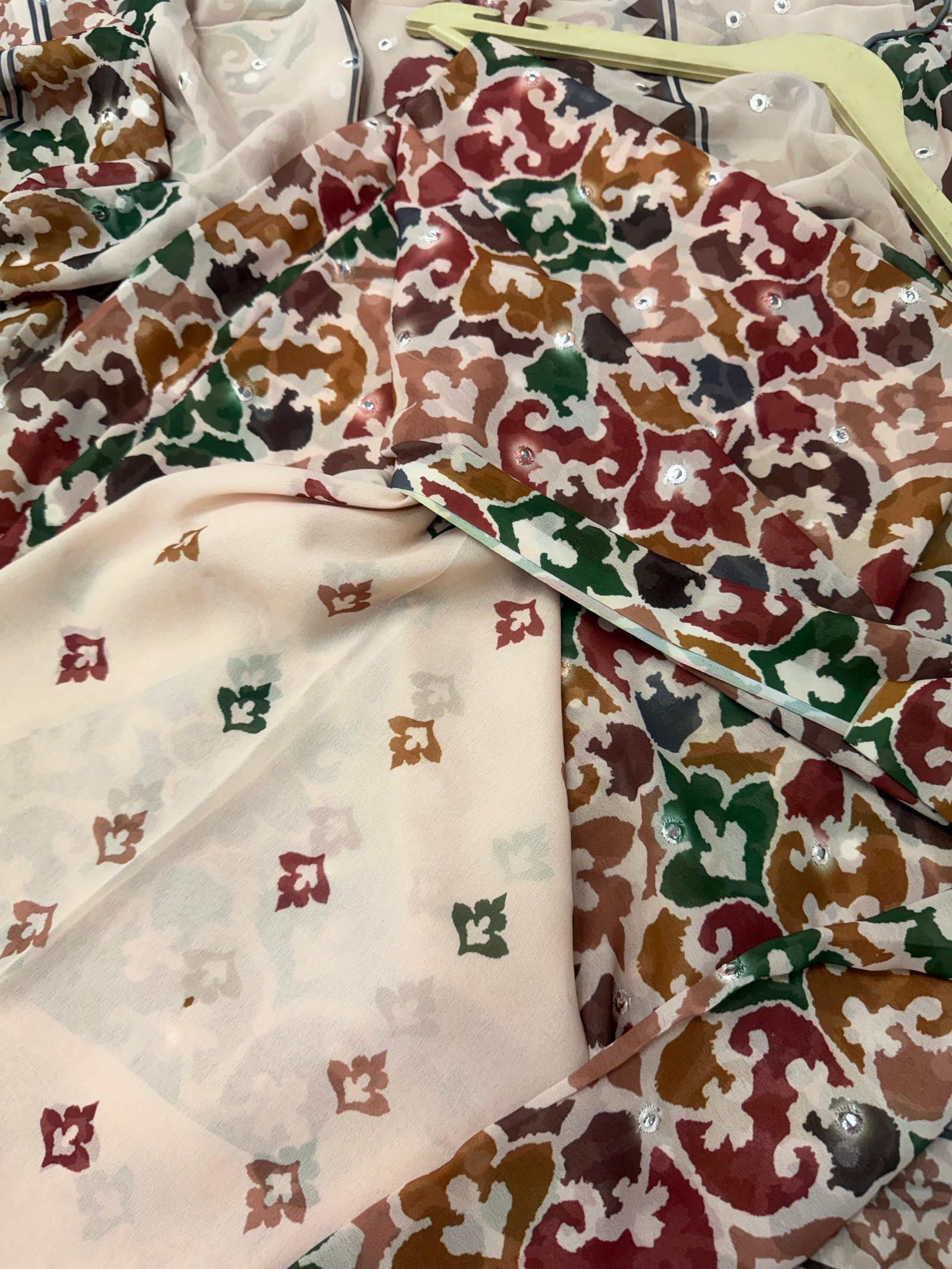 PRINTED GEORGETTE (CI3- - D) Multicolour Earthy Kalamkari Geometric